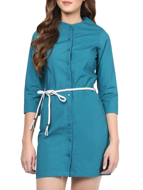 blue cotton shirt dress - 12815330 - Very Small Image - 1