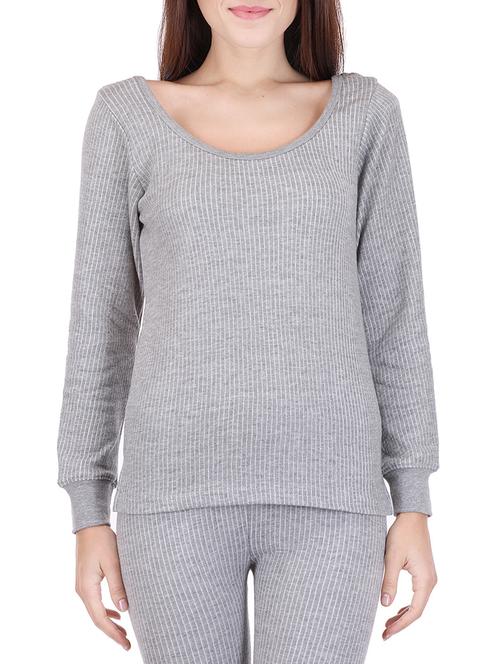 grey cotton thermal wear top - 12817504 - Standard Image - 1