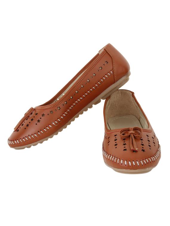 tan leather slip on ballerina - 12821547 - Zoom Image - 3