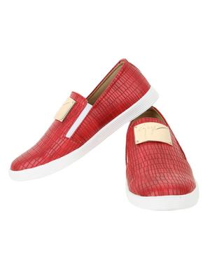 red leather plimsolls casual shoes - 12821553 - Standard Image - 3