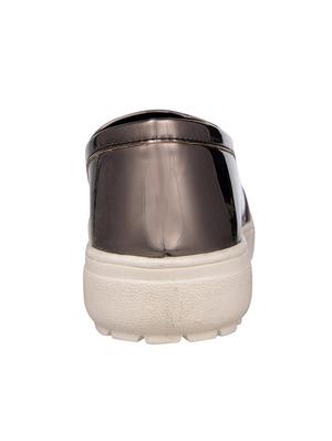 grey faux leather plimsolls casual shoes - 12832638 - Standard Image - 3