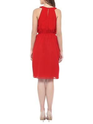 red georgette blouson dress - 12839344 - Standard Image - 3