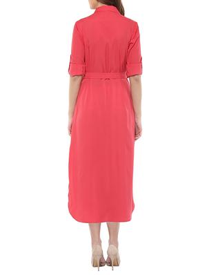 peach crepe belted dress - 12839347 - Standard Image - 3
