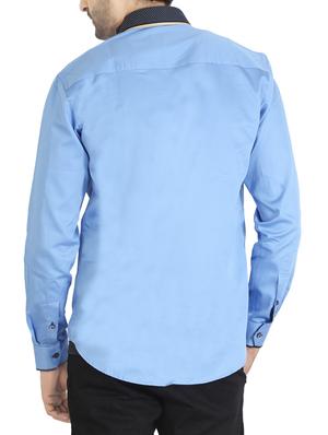 blue cotton casual shirt - 12844156 - Standard Image - 3