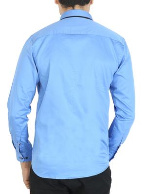 blue cotton casual shirt - 12844173 - Standard Image - 3