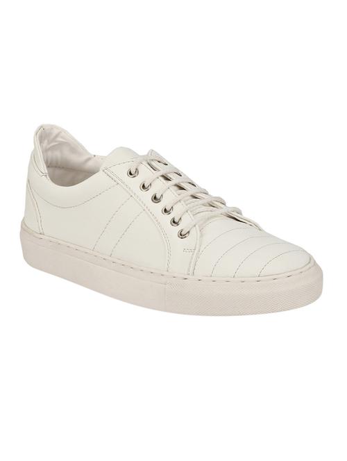 white leatherette lace up sneaker - 12845012 - Standard Image - 1
