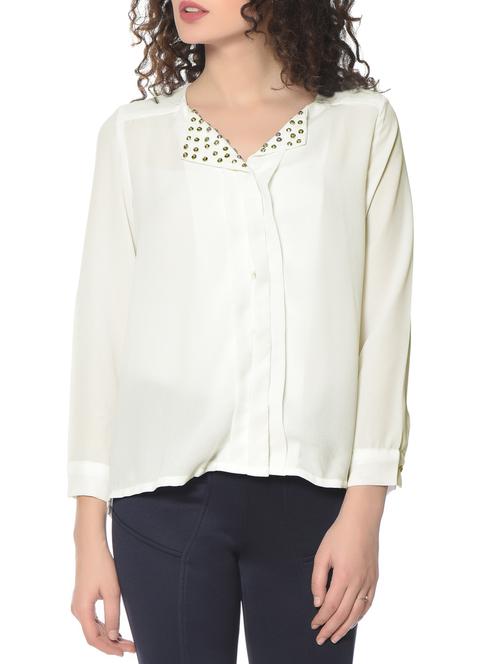 lapel embellished shirt - 12846333 - Standard Image - 1