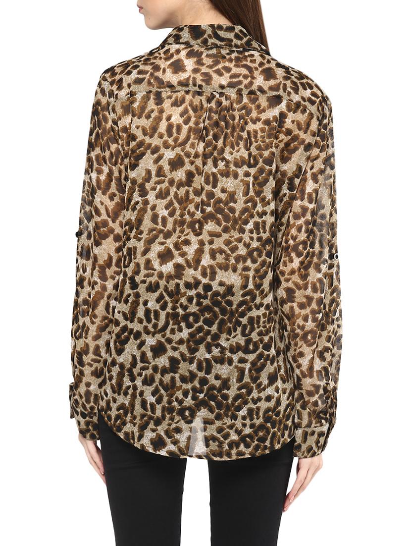 brown animal printed georgette regular shirt - 12846870 - Zoom Image - 3