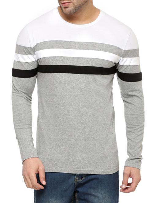 grey cotton chest print t-shirt - 12850216 - Very Small Image - 1