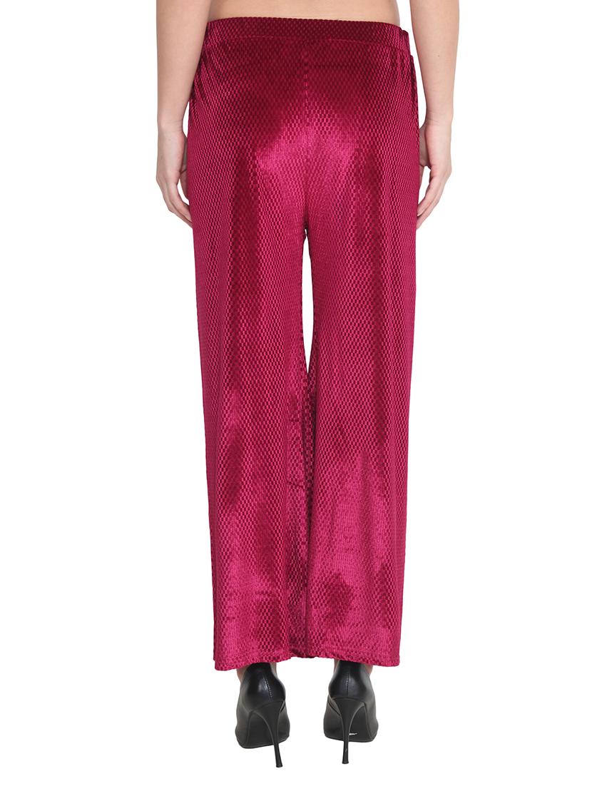 maroon velvet palazzo - 12854151 - Zoom Image - 3