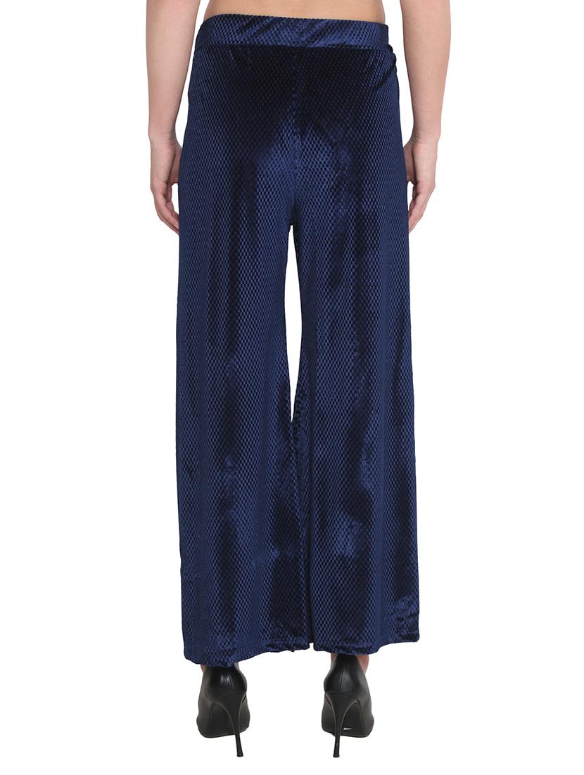 navy blue velvet palazzos - 12854152 - Zoom Image - 3