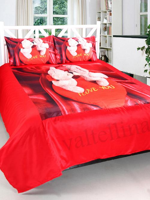 ValtellinaCouple Teddy Print Double bedsheet & 2 Pillow Covers - 12854361 - Very Small Image - 1