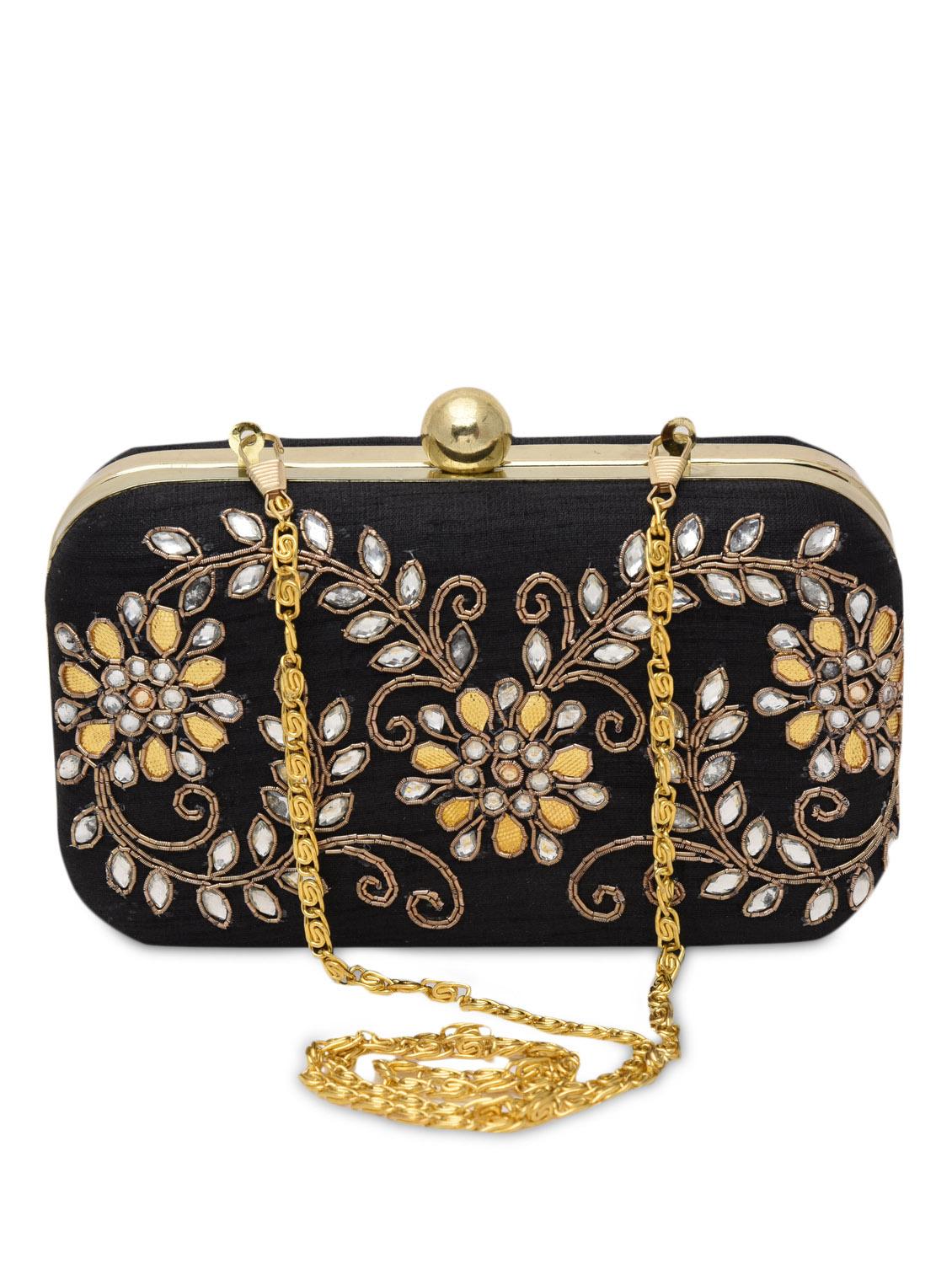 black embellished polyester box clutch - 1286760 - Zoom Image - 6