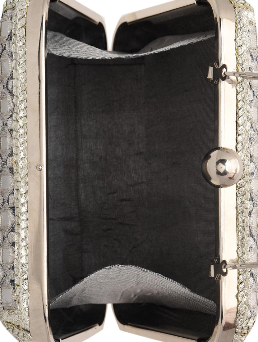 silver polyester mirror work box clutch - 1286762 - Zoom Image - 3