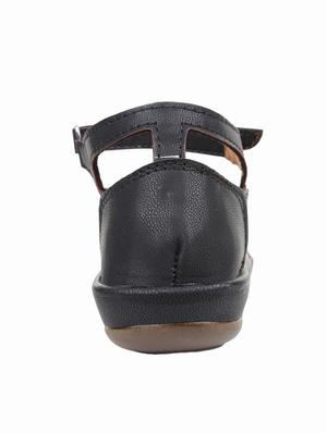 black leatherette ankle strap sandals - 12879224 - Standard Image - 3