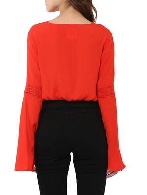 red crepe crop top - 12879370 - Standard Image - 3