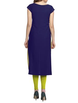 yellow crepe straight kurta - 12879866 - Standard Image - 3