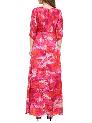 pink printed crepe maxi dress - 12890573 - Standard Image - 3