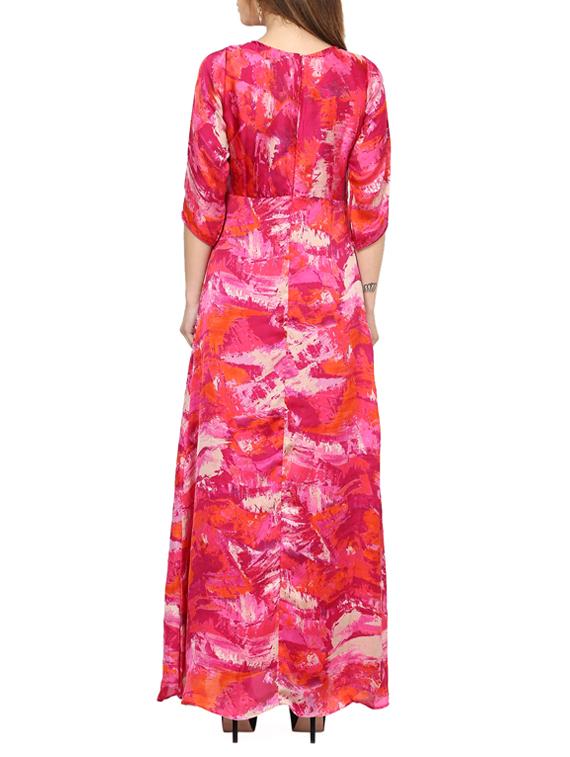 pink printed crepe maxi dress - 12890573 - Zoom Image - 3