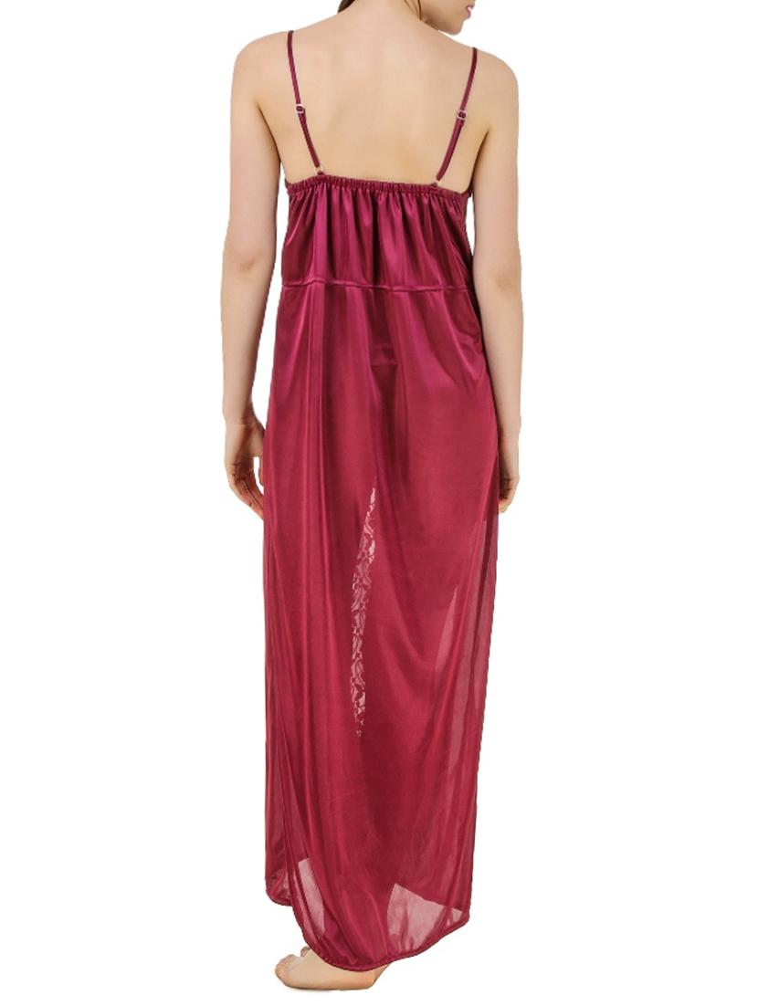 maroon satin gown - 12894772 - Zoom Image - 3