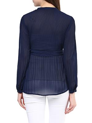 accordion pleat belted top - 12900540 - Standard Image - 3