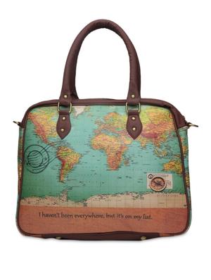 green map printed faux leather handbag - 1290606 - Standard Image - 3