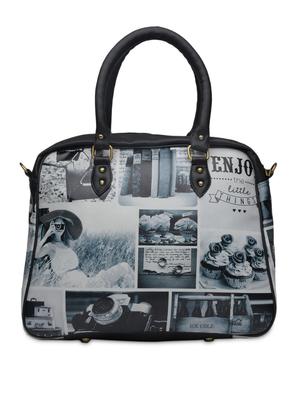 grey and white printed faux leather handbag - 1290610 - Standard Image - 3
