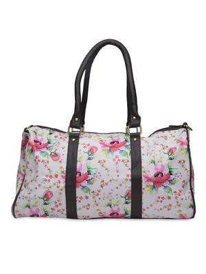 white floral printed faux leather duffel bag - 1290613 - Standard Image - 3