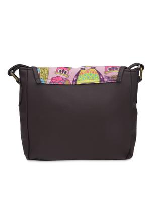 charcoal brown owl printed faux leather handbag - 1290615 - Standard Image - 3