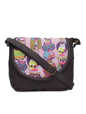 charcoal brown owl printed faux leather handbag - 1290615 - Standard Image - 6