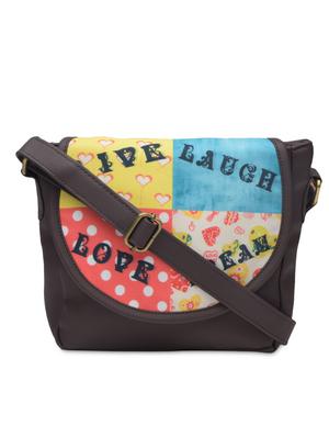 charcoal brown printed faux leather handbag - 1290616 - Standard Image - 6