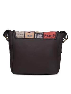 charcoal brown printed faux leather handbag - 1290617 - Standard Image - 3
