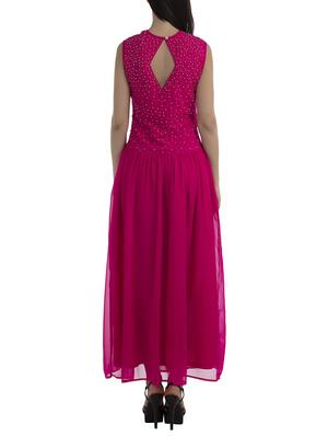 pink embellished georgette gown dress - 12908531 - Standard Image - 3