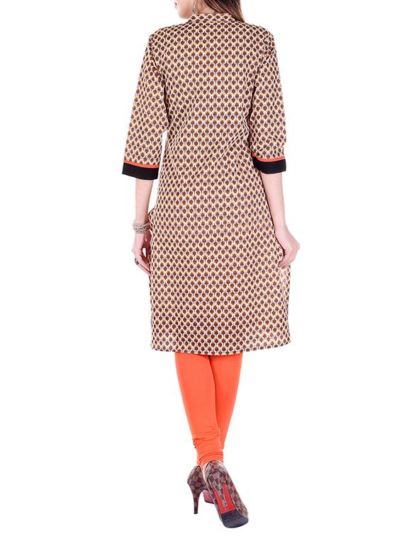 multi colored cotton straight kurta - 12912453 - Zoom Image - 3