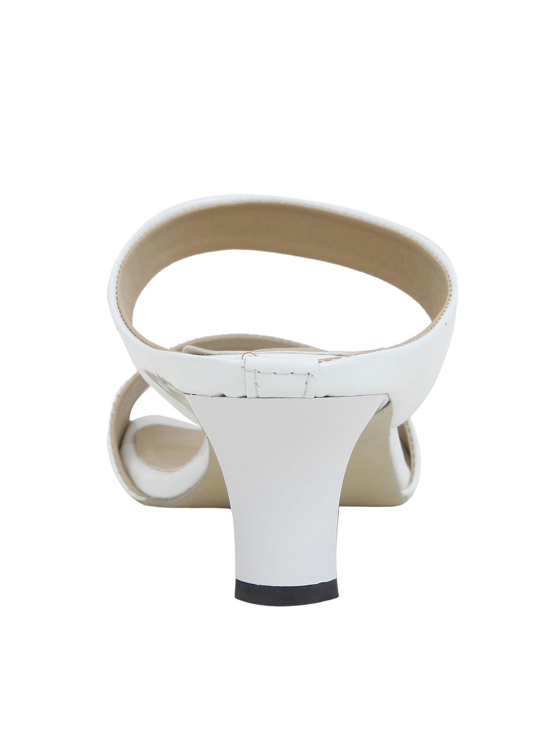 white leatherette slip on sandals - 12917425 - Zoom Image - 3