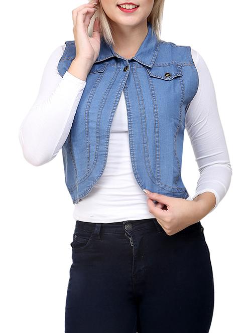 blue denim regular summer jacket - 12919441 - Standard Image - 1