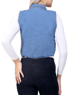 blue denim regular summer jacket - 12919441 - Standard Image - 3