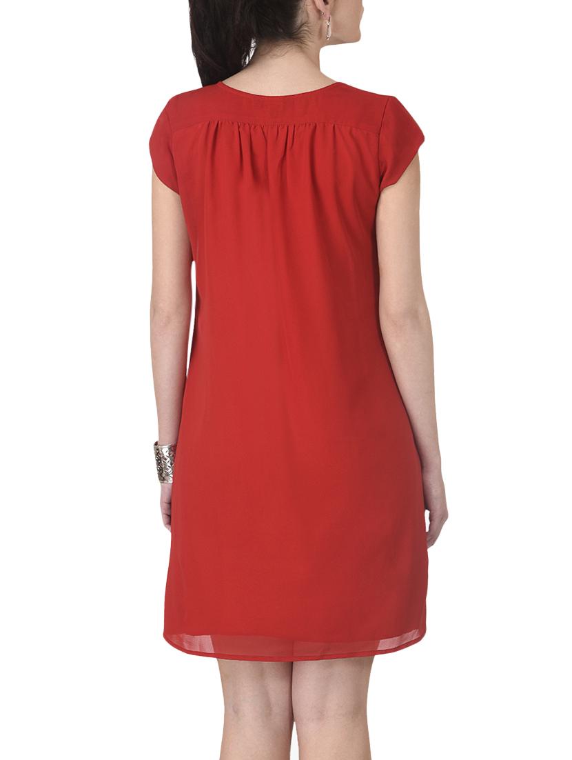 red georgette ruffle dress - 12919738 - Zoom Image - 3