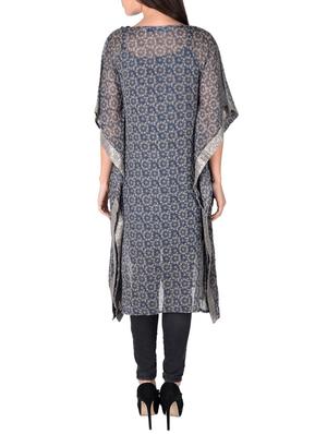 blue printed chiffon kaftan - 12920222 - Standard Image - 3