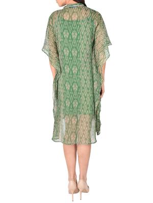 green printed georgette kaftan - 12920223 - Standard Image - 3