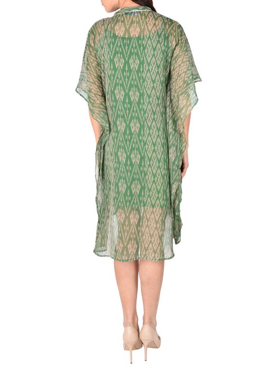 green printed georgette kaftan - 12920223 - Zoom Image - 3