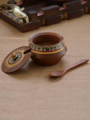 Brown Wooden Hand painted Handi Set - 1292825 - Standard Image - 3