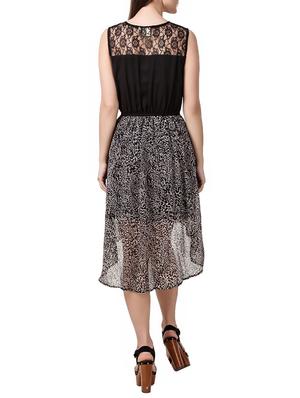 black printed crepe high low dress - 12928754 - Standard Image - 3