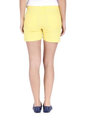 yellow cotton solid chino shorts - 1294560 - Standard Image - 3