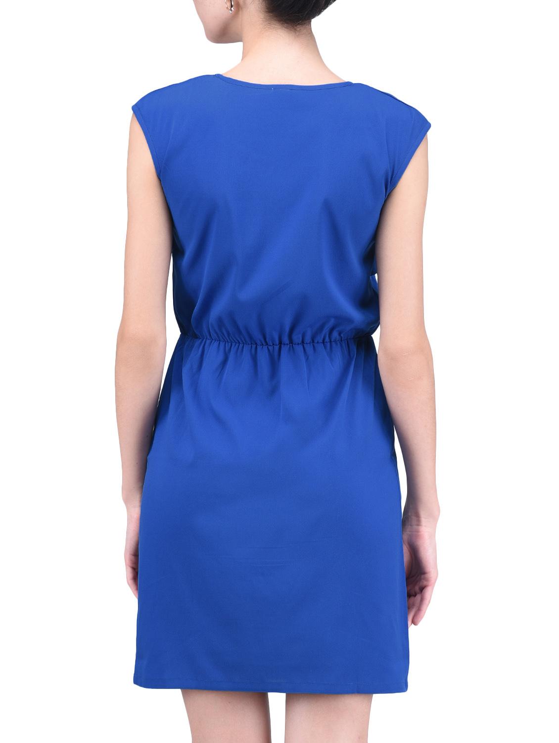 blue poly crepe ruffle dress - 1294659 - Zoom Image - 3