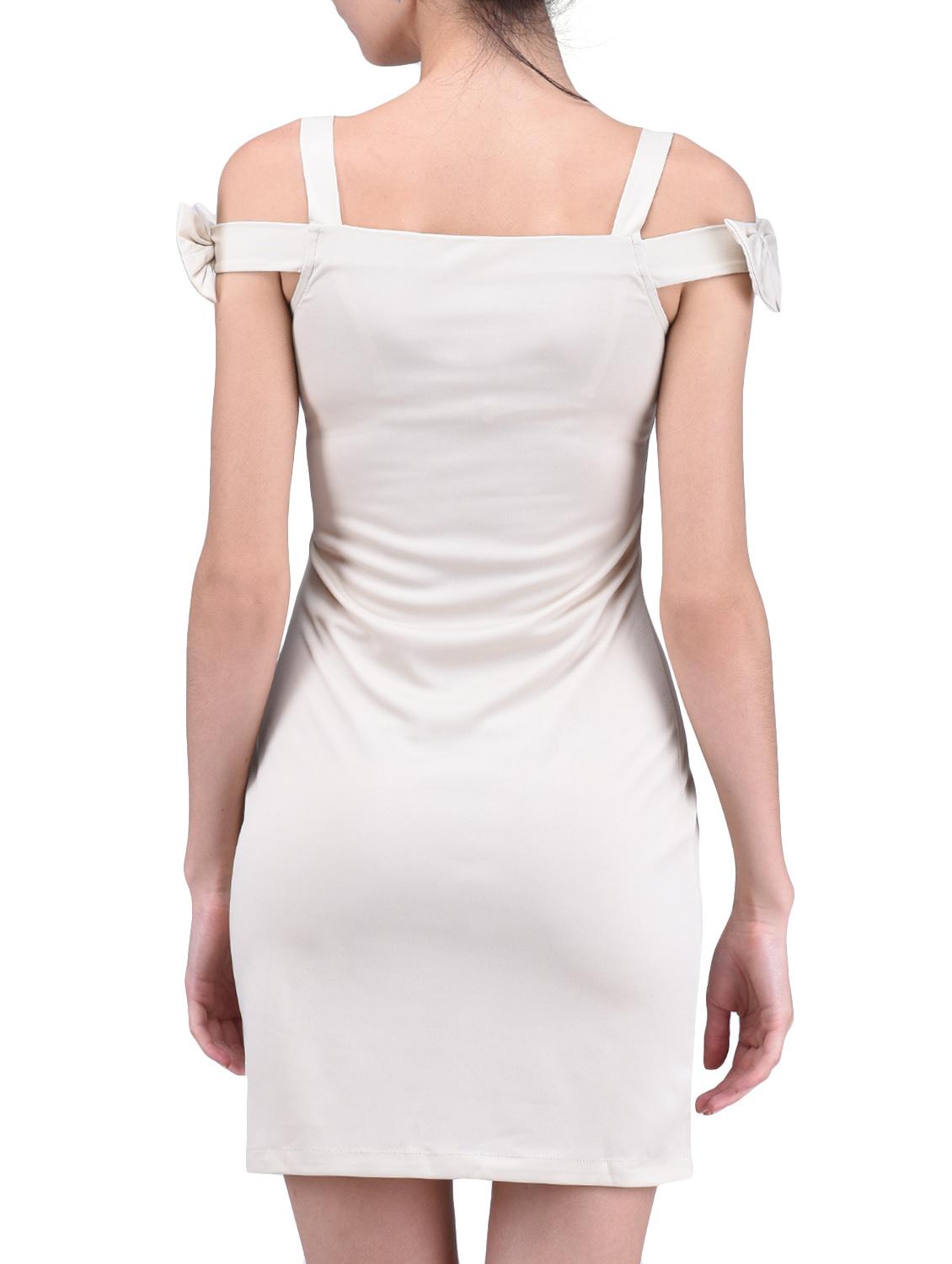 white plain spandex knit dress - 1294665 - Zoom Image - 3