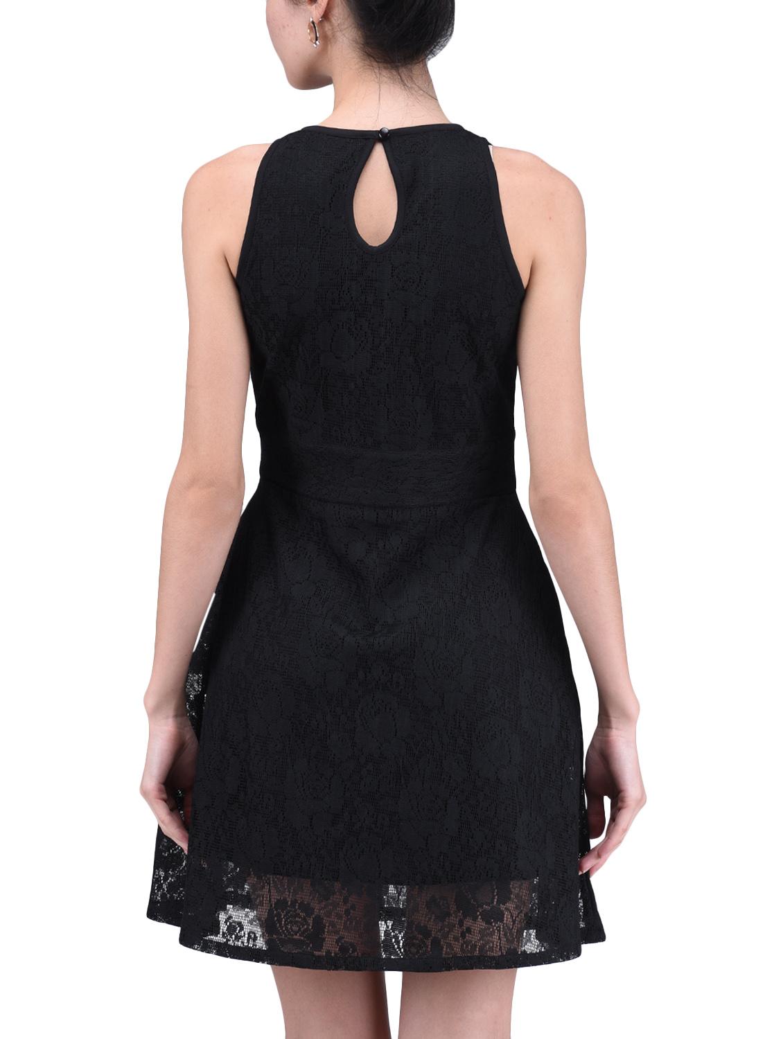 black plain poly lace dress - 1294693 - Zoom Image - 3
