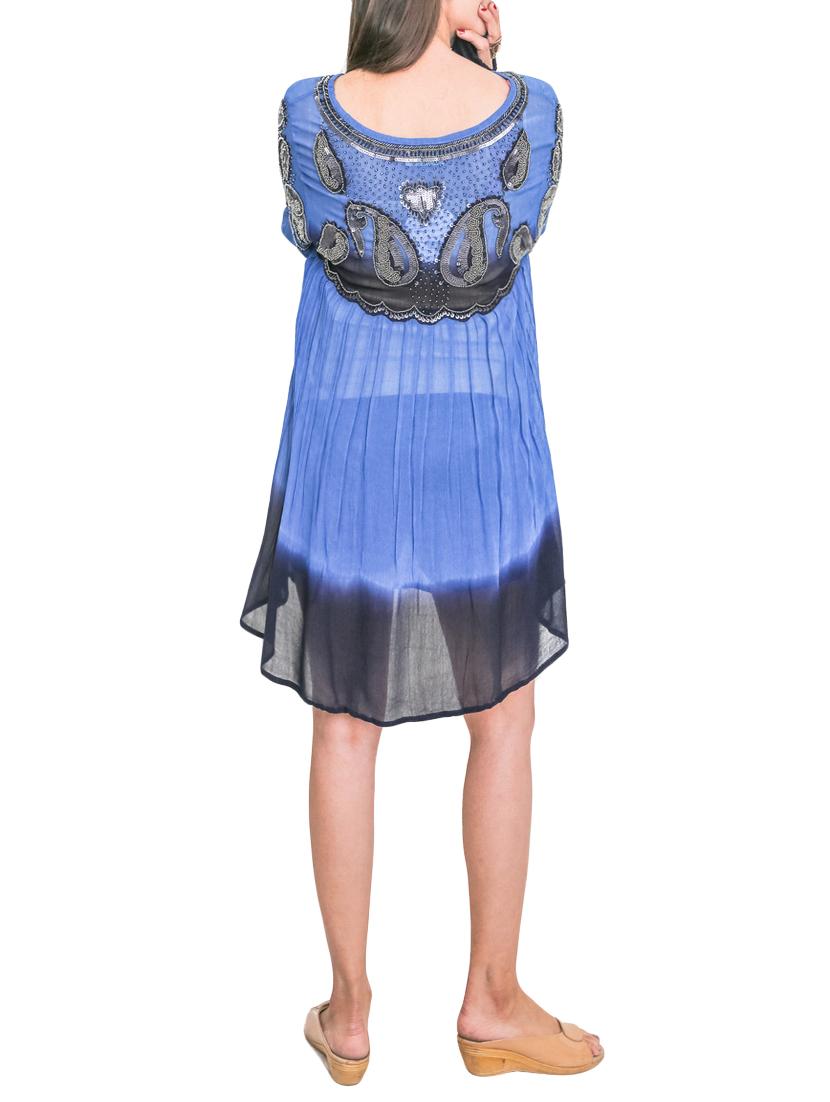 blue georgette paisley embellished dress - 12947501 - Zoom Image - 3
