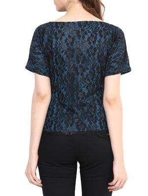 floral lace boat neck top - 1295816 - Standard Image - 3