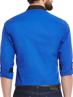 blue cotton casual shirt - 12961612 - Standard Image - 3